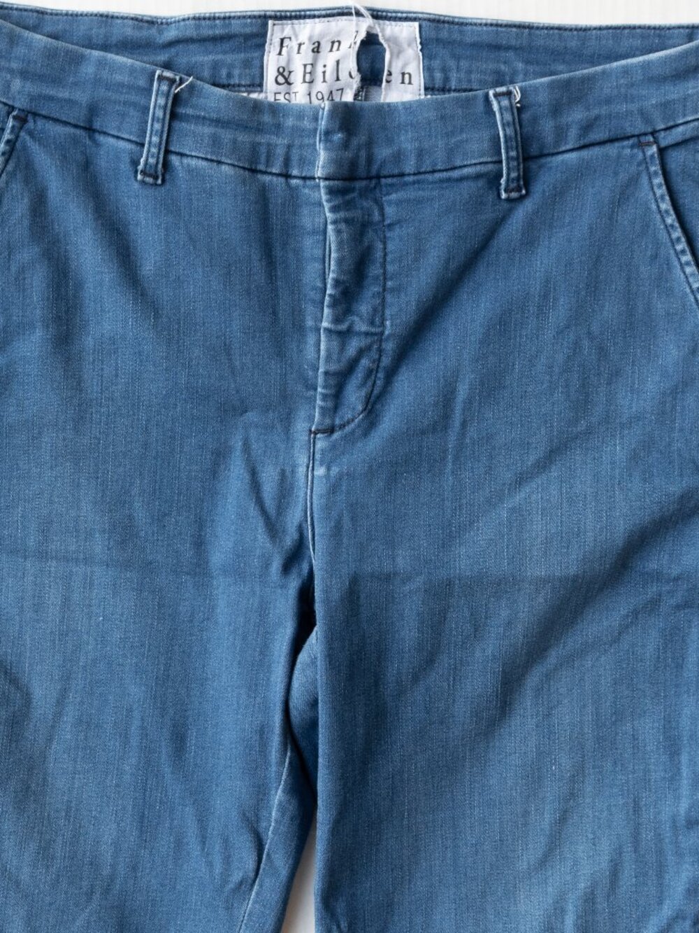 Frank & Eileen Wicklow Raw Hem Performance Denim Straight Leg Crop Jeans Sz 10 - Picture 4 of 13